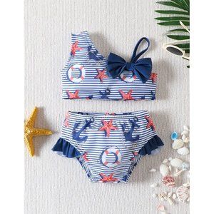 Tropical Nautical Beachy Bikini Swimsuit Size 5-6 NWT🌻